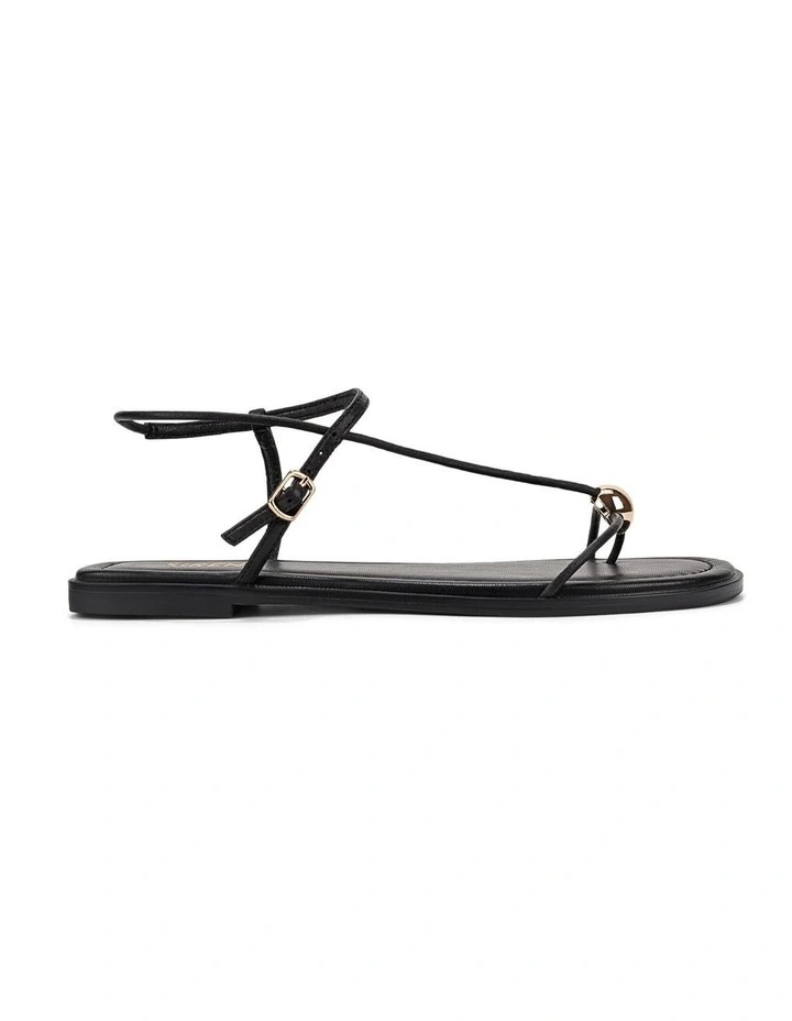 Meredith Flat Slides - Black Leather image 1