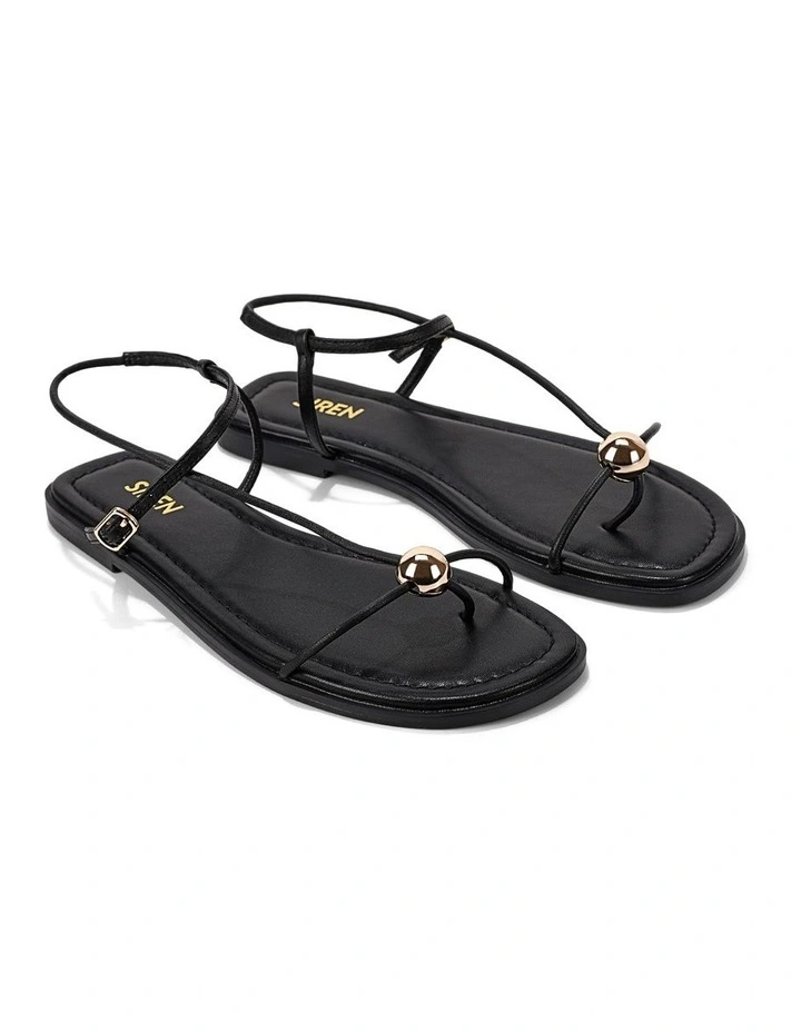 Meredith Flat Slides - Black Leather image 2