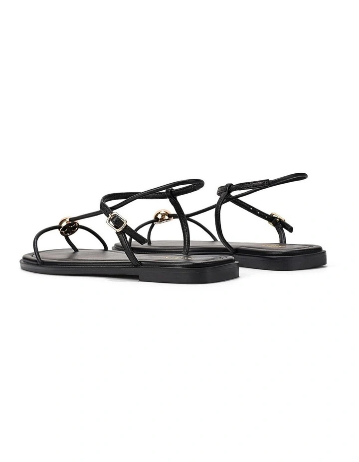 Meredith Flat Slides - Black Leather image 3