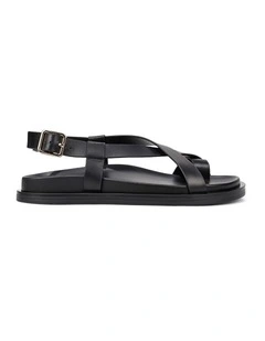 Laia Flatform Sandals - Black Leather