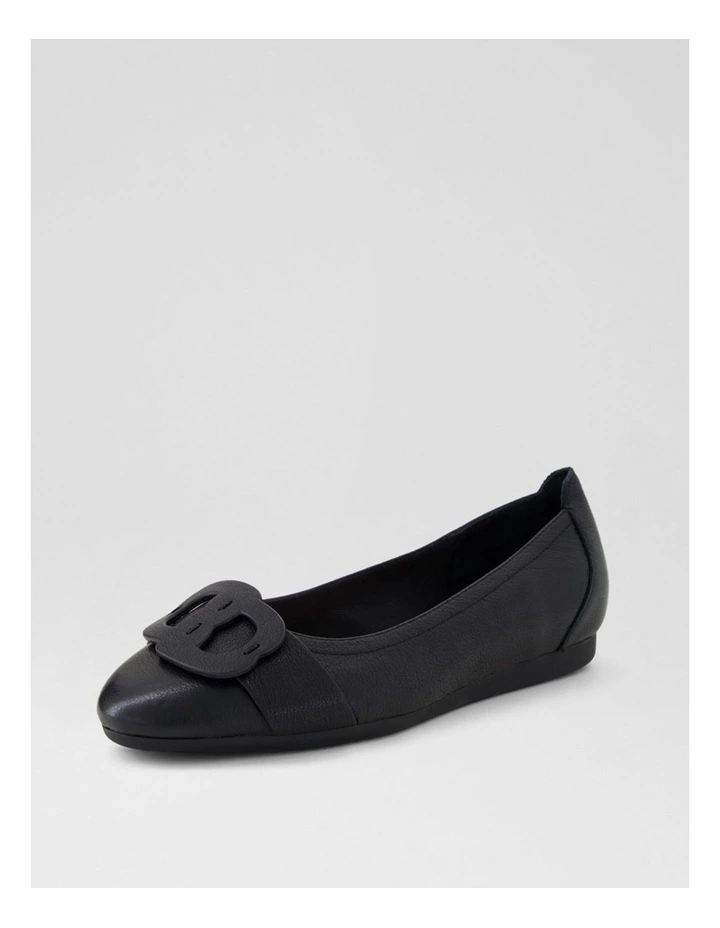 Blairs Black Leather Flat Shoes image 2