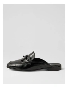 Irrino Black Crinkle Patent Flat Shoes