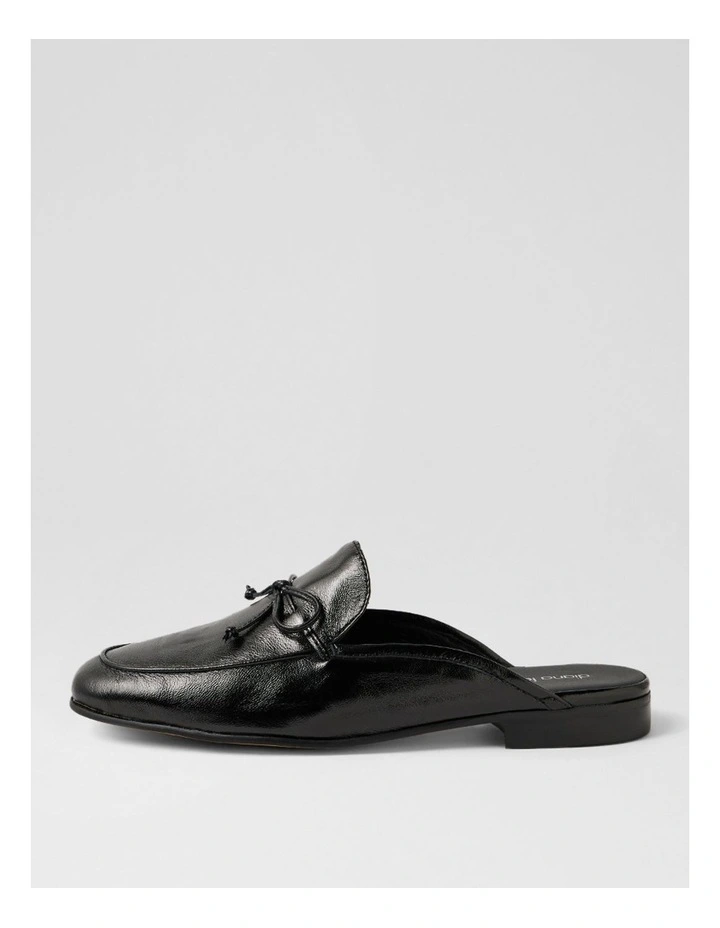 Irrino Black Crinkle Patent Flat Shoes image 1