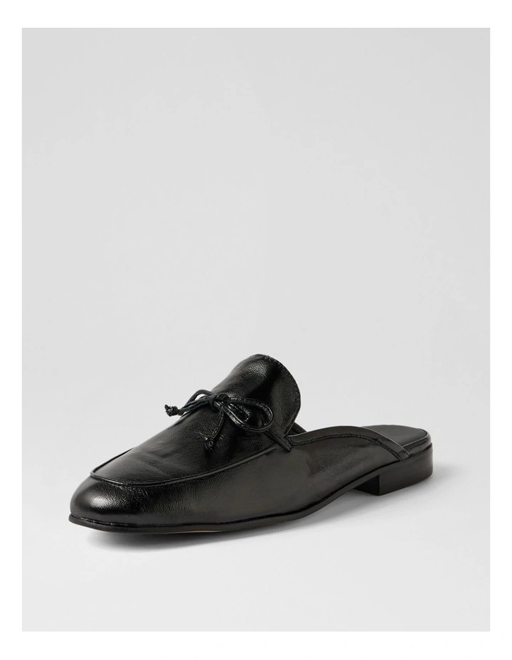 Irrino Black Crinkle Patent Flat Shoes image 2