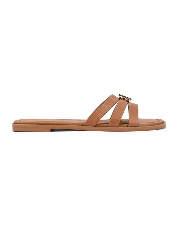 Mena Flat Slides - Tan Leather image 1