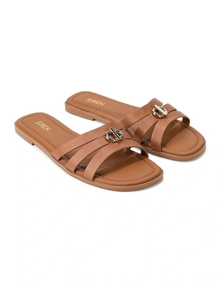 Mena Flat Slides - Tan Leather image 2
