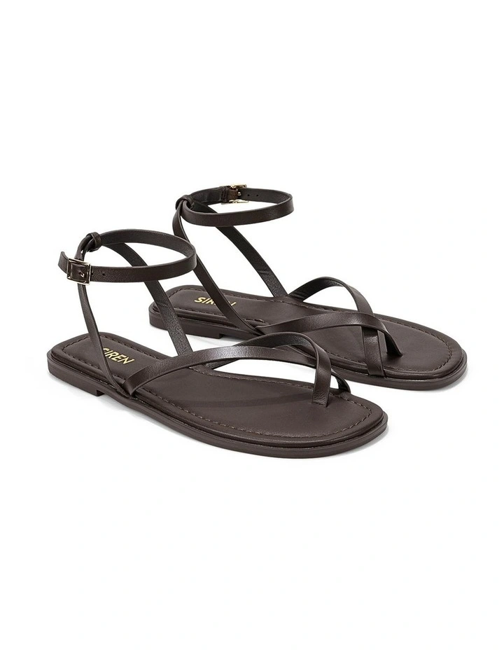 Merry Strappy Flat Sandals - Chocolate Brown image 2