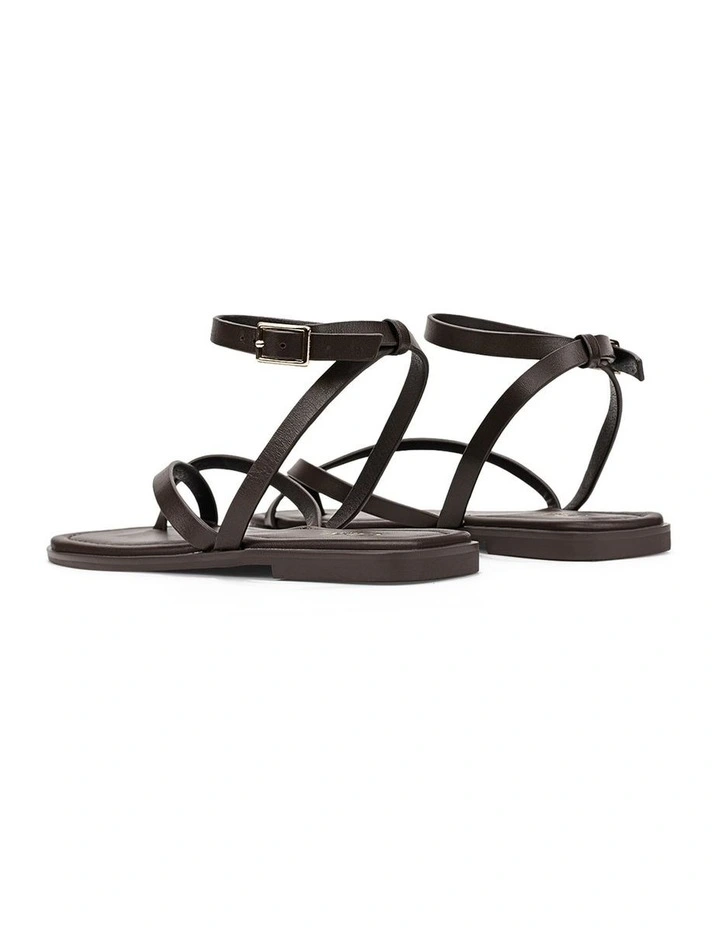 Merry Strappy Flat Sandals - Chocolate Brown image 3