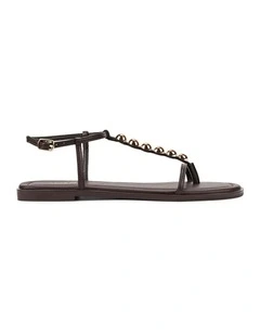 Meagan Strappy Flat Sandal - Chocolate Brown