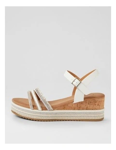 Slattery White Mix Platform Wedge Sandals
