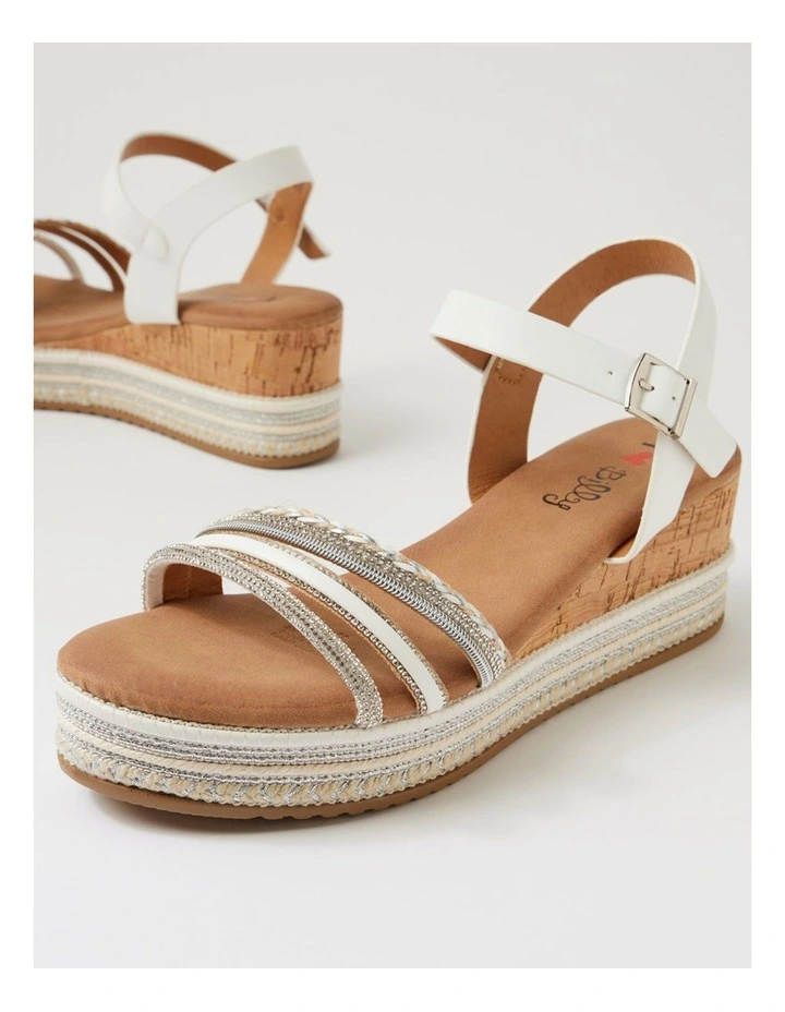 Slattery White Mix Platform Wedge Sandals image 5