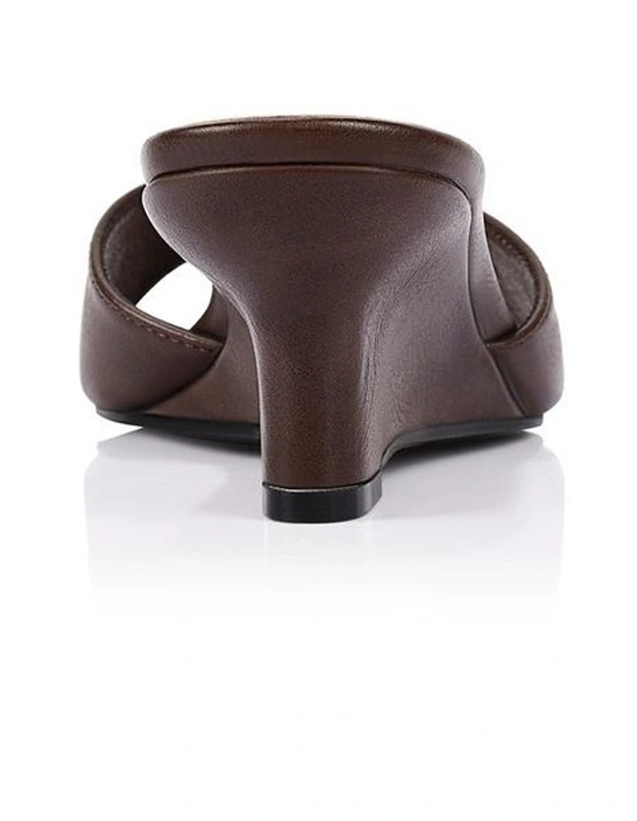 Garnet Mule Wedges - Chocolate Brown Distressed image 3