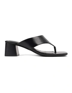Heaven Heeled Thongs - Black Vintage Leather