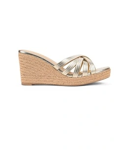 Resort Wedge Mules - Gold Metallic Leather
