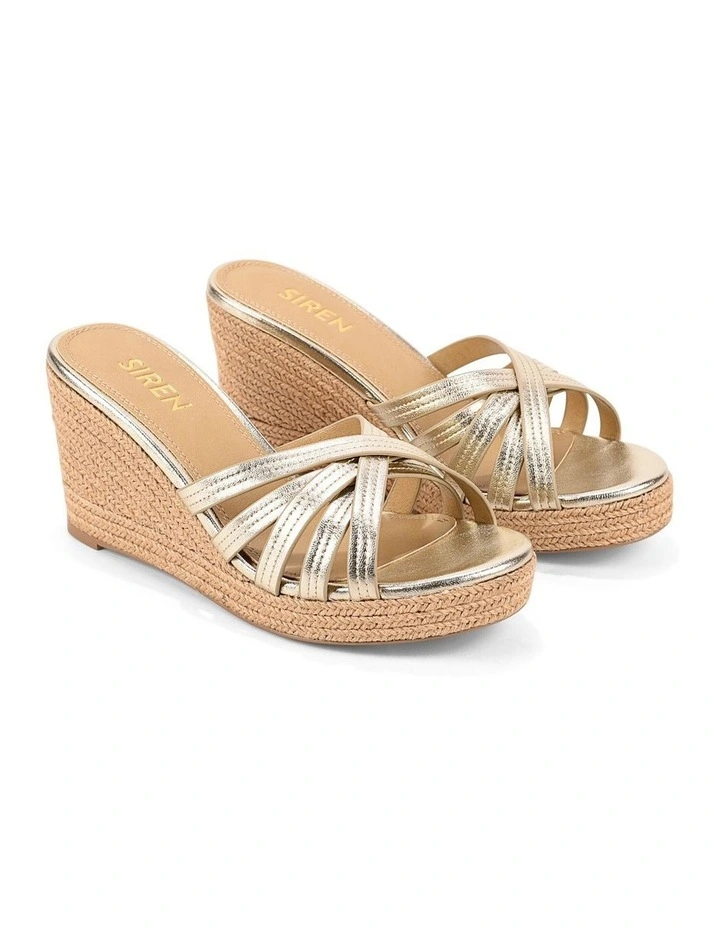 Resort Wedge Mules - Gold Metallic Leather image 2