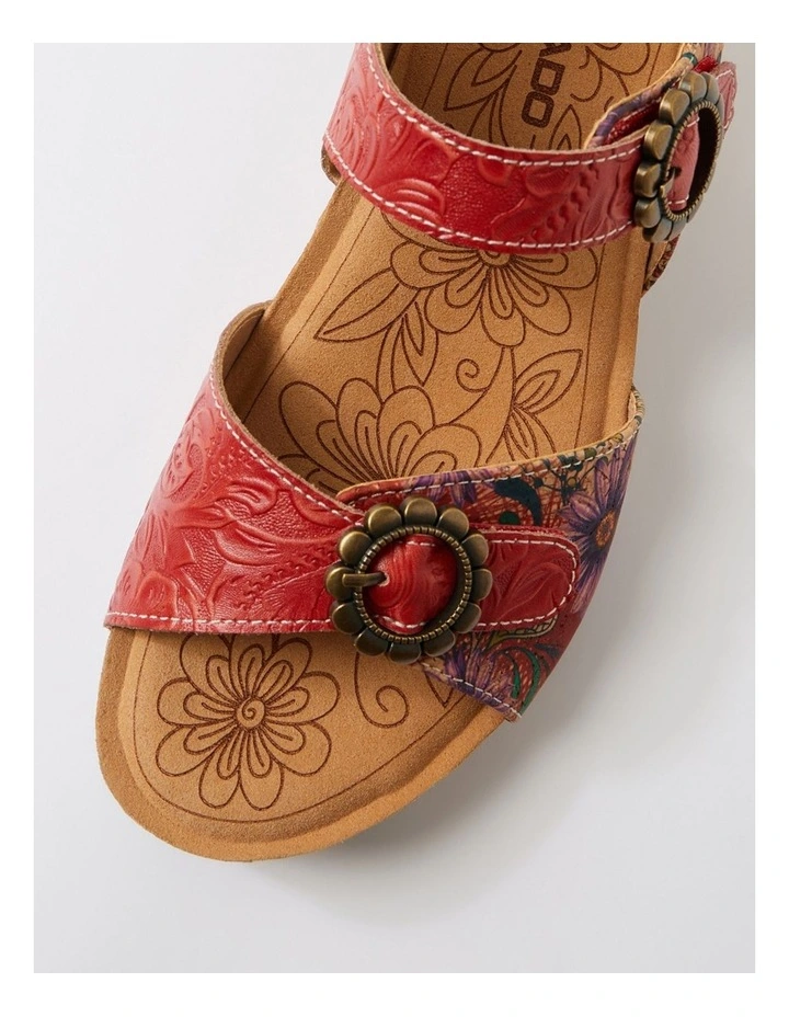 Judah Red Flower Leather Wedges image 4