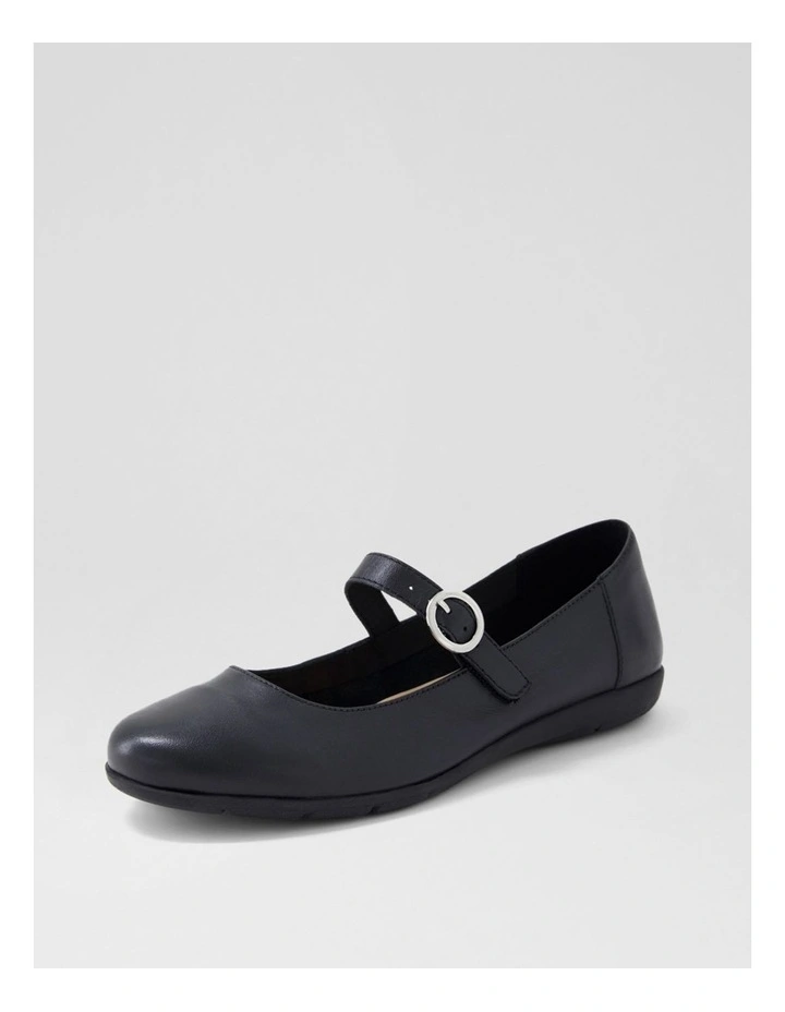 Hariet Black Leather Flat Shoes image 2