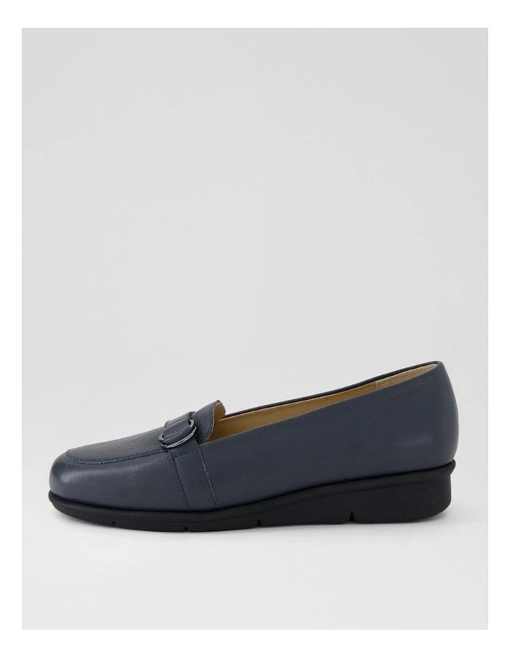 Pipers Navy Leather Flat Shoes image 1