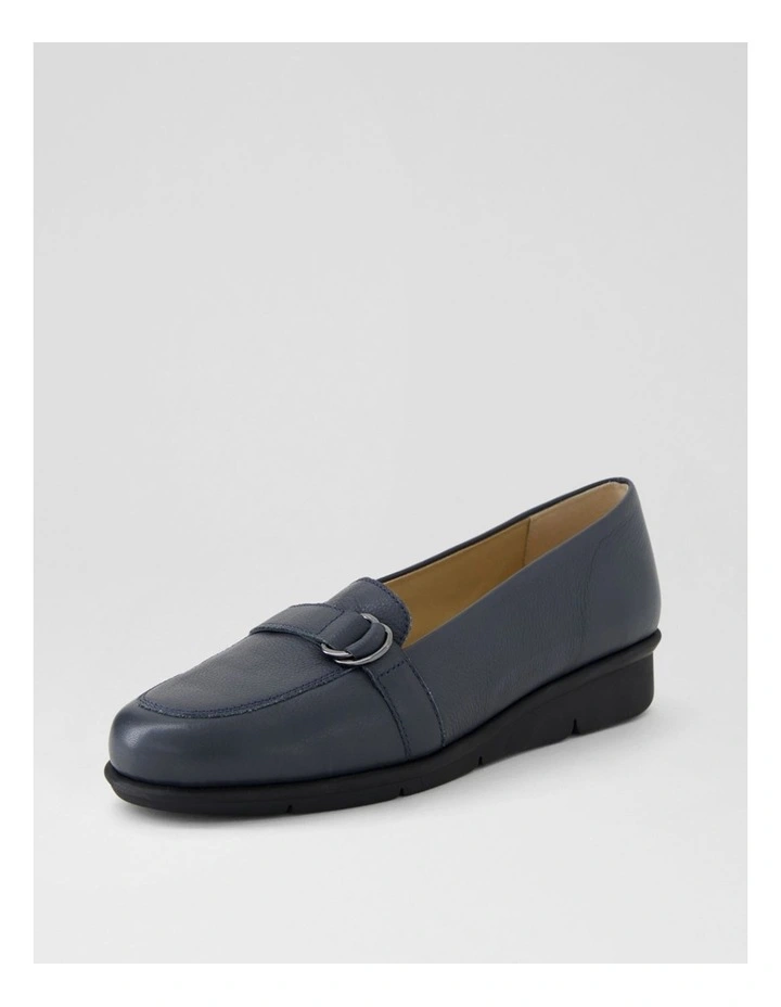 Pipers Navy Leather Flat Shoes image 2