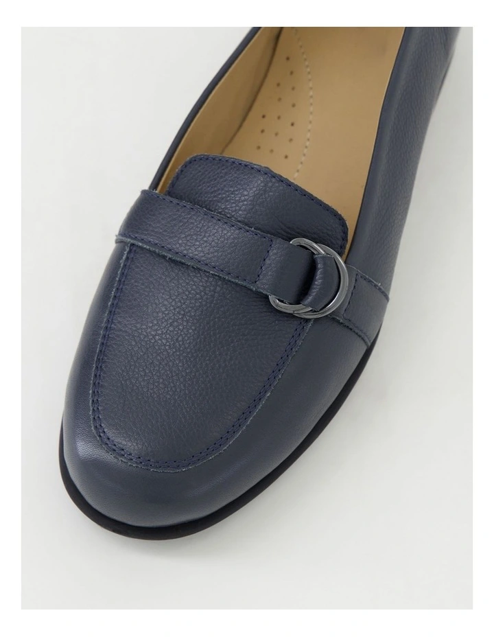 Pipers Navy Leather Flat Shoes image 4