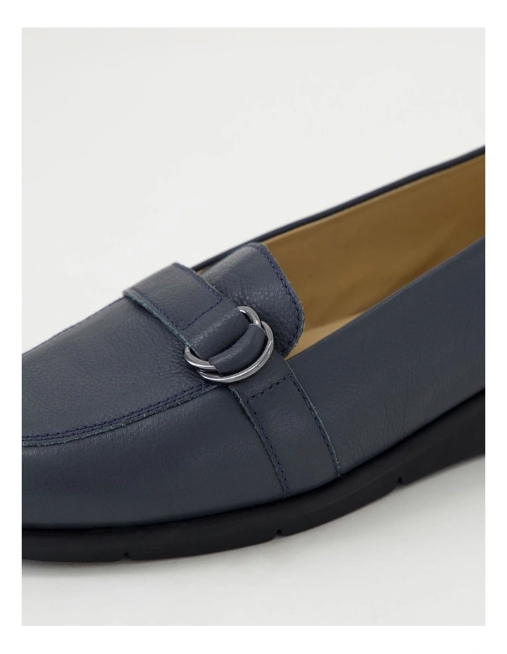 Pipers Navy Leather Flat Shoes image 5