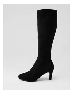 Islene W Black Stretch Microsuede Knee High Boots
