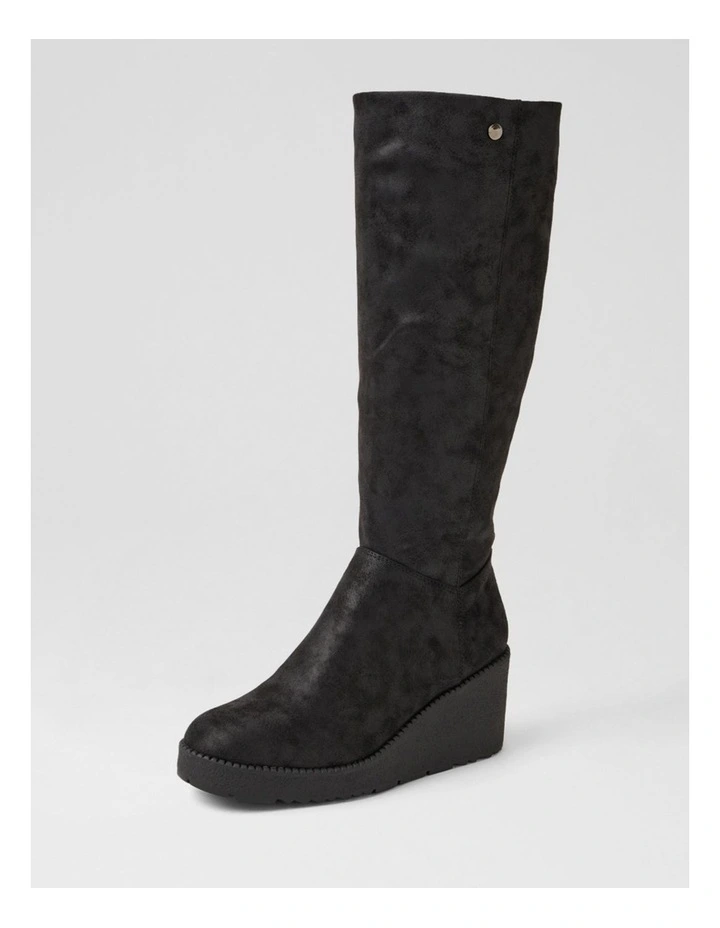 Linson Black Microsuede Knee High Boots image 2