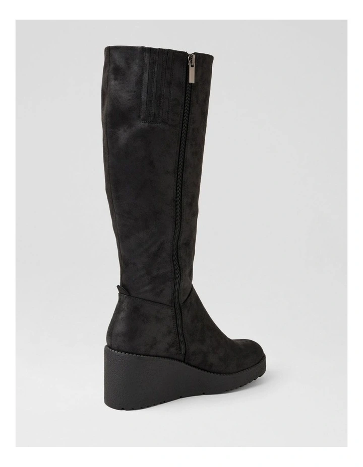 Linson Black Microsuede Knee High Boots image 3