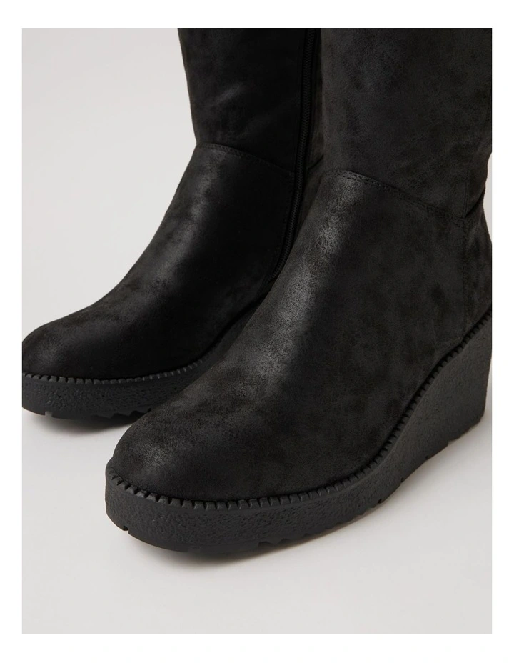 Linson Black Microsuede Knee High Boots image 5