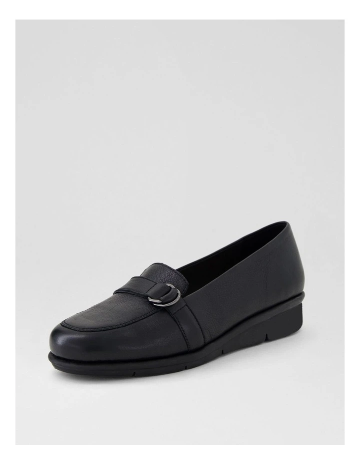 Pipers Black Leather Flat Shoes image 2