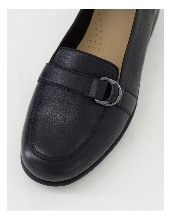 Pipers Black Leather Flat Shoes image 4