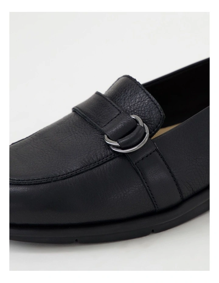 Pipers Black Leather Flat Shoes image 5