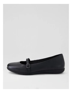 Hillie Black Leather Flat Shoes