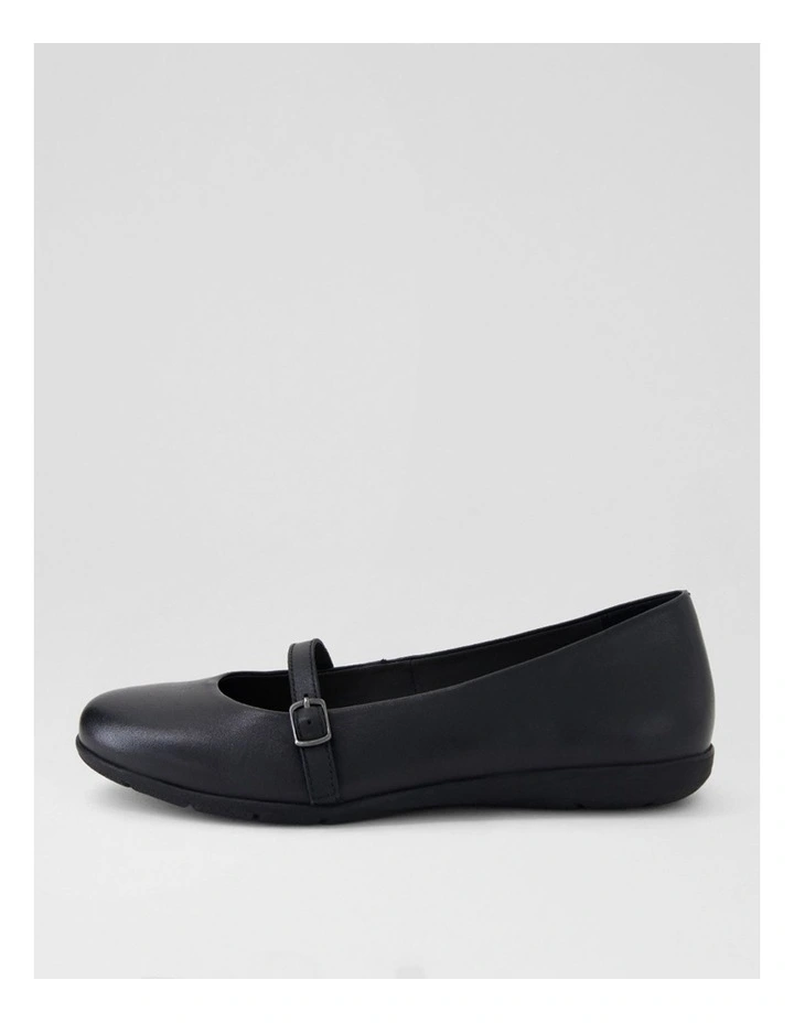 Hillie Black Leather Flat Shoes image 1