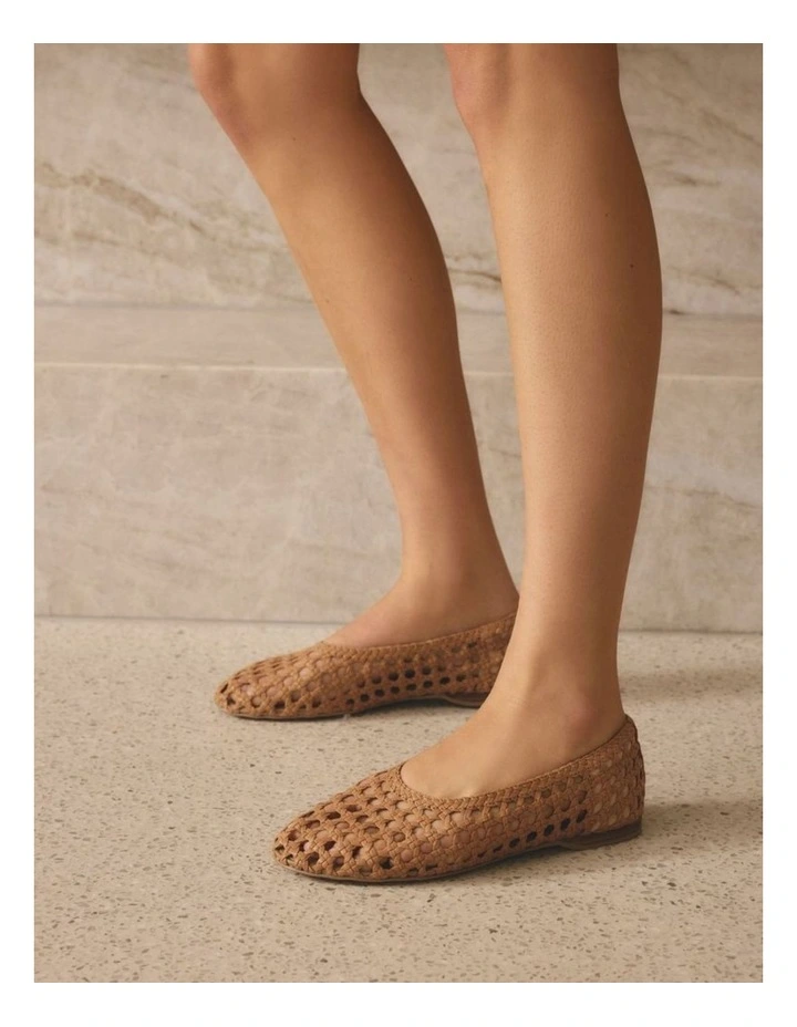 Belle Ballets - Tan Woven Leather image 5
