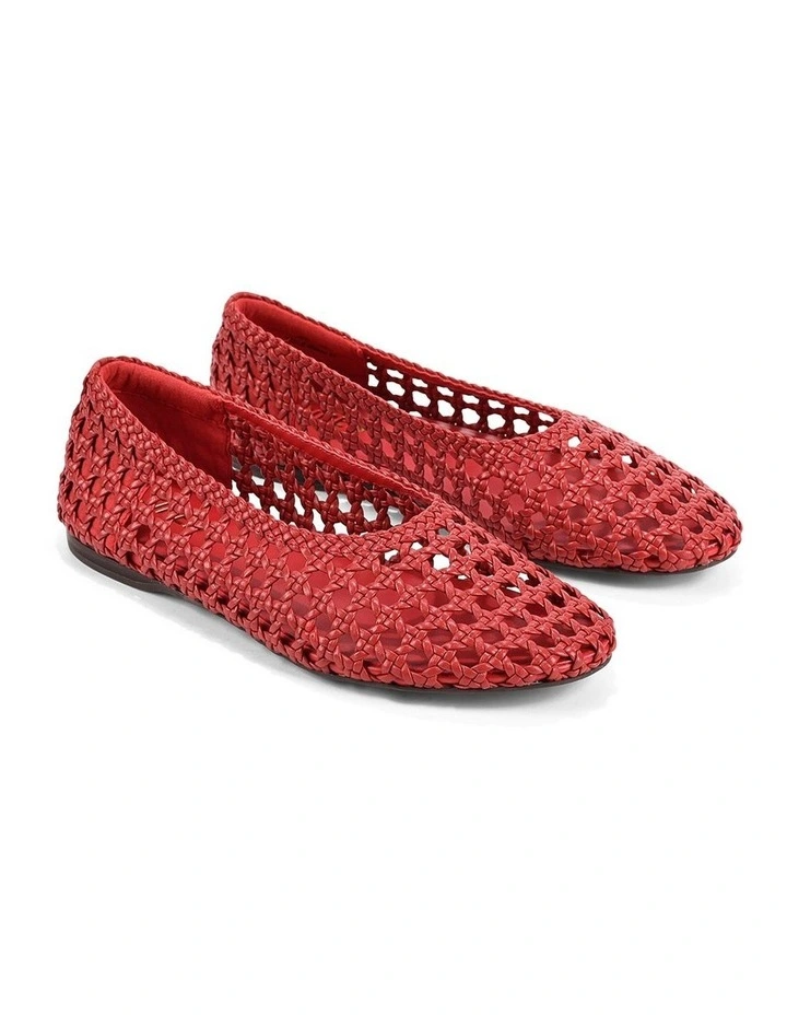 Belle Ballets- Red Woven Leather image 2