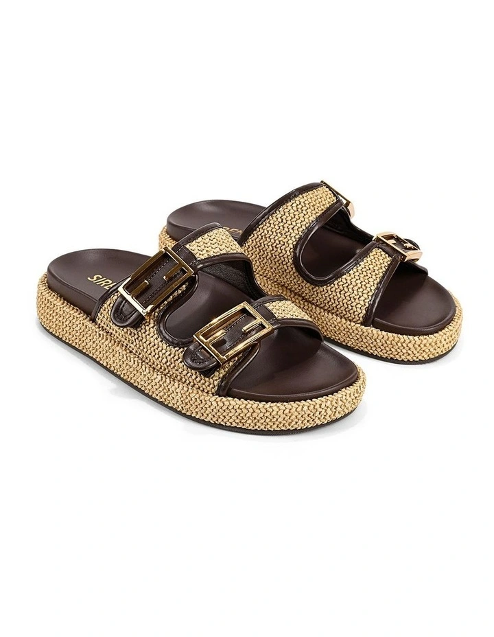Winnie Flatform Slides- Natural Weave/Chocolate Brown image 2
