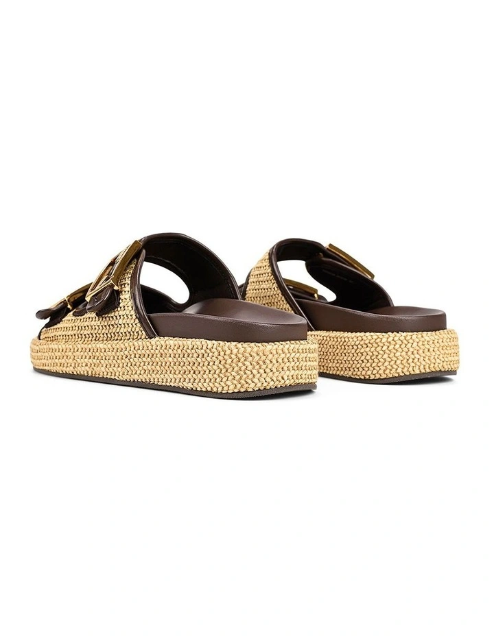 Winnie Flatform Slides- Natural Weave/Chocolate Brown image 3