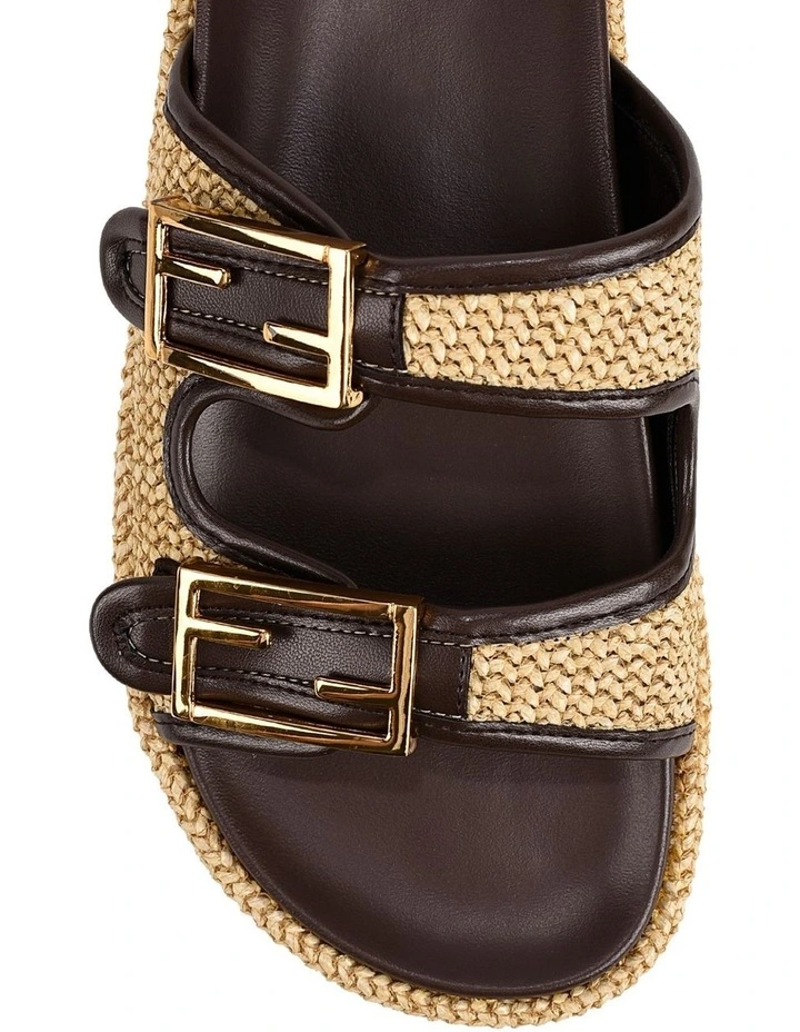 Winnie Flatform Slides- Natural Weave/Chocolate Brown image 4