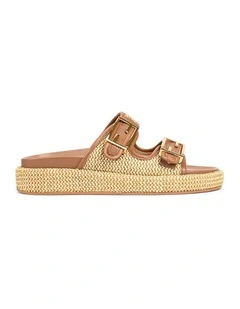 Winnie Flatform Slides- Natural Weave/Tan