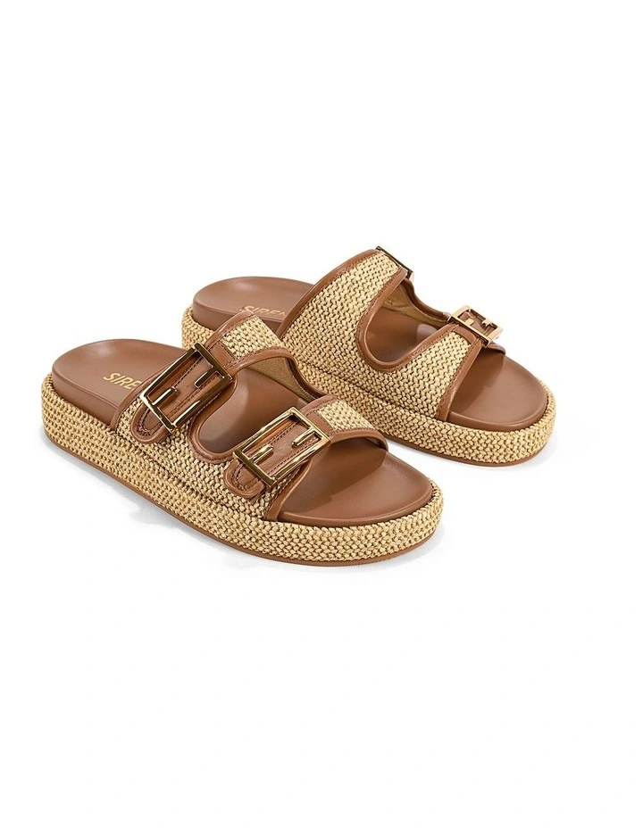 Winnie Flatform Slides- Natural Weave/Tan image 2