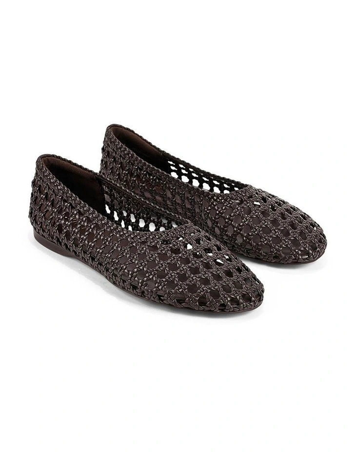 Belle Ballets - Chocolate Brown Woven Leather image 2