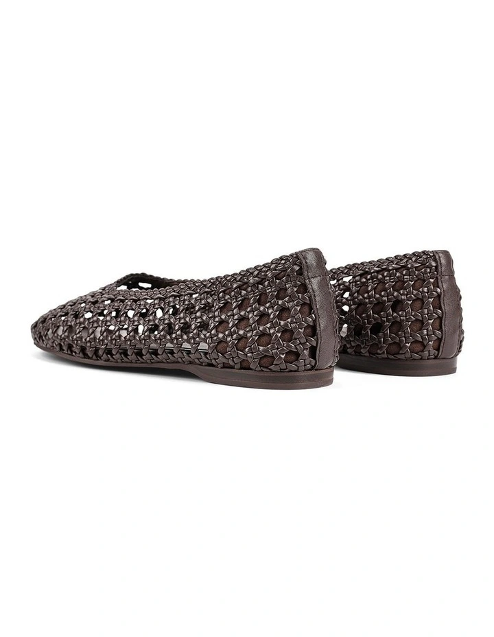 Belle Ballets - Chocolate Brown Woven Leather image 3