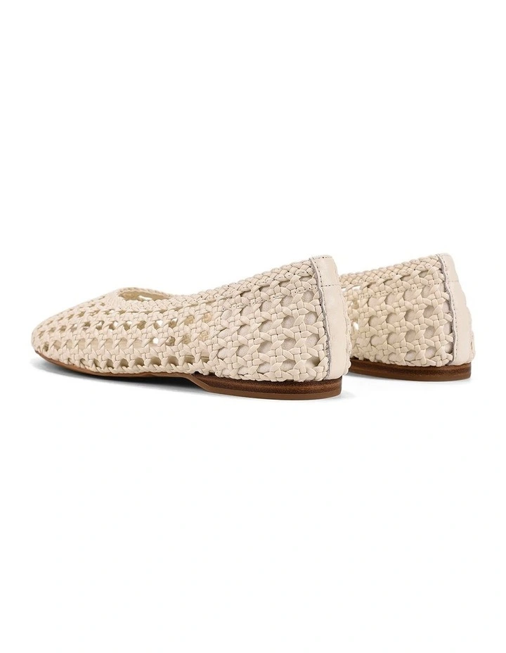Belle Ballets- Cream White Woven Leather image 3
