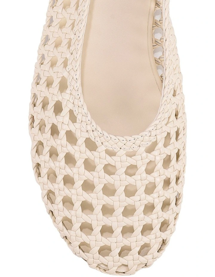Belle Ballets- Cream White Woven Leather image 4