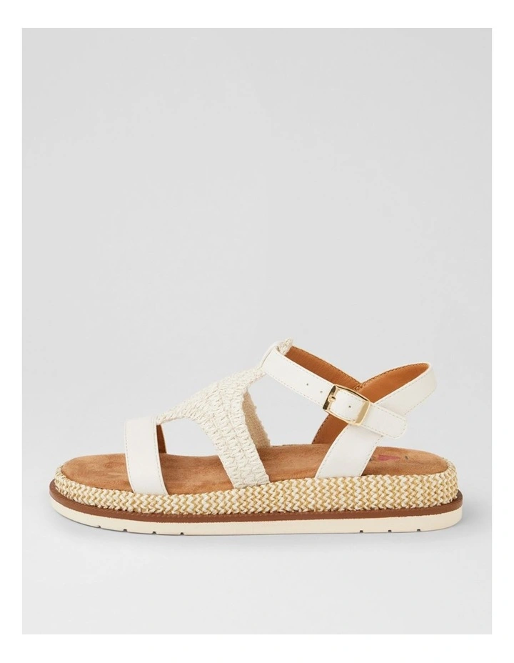 Daeman White Raffia Slides image 1