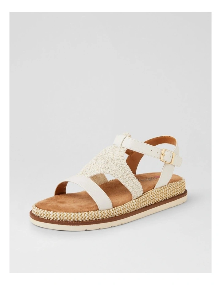 Daeman White Raffia Slides image 2