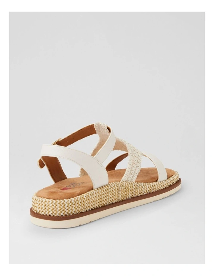 Daeman White Raffia Slides image 3