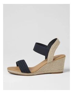 Jespi Navy Weave Elastic Heeled Sandals