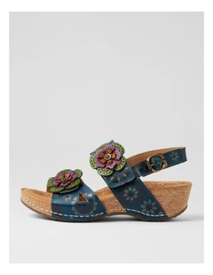 Juliette Cobalt Blue Garden Leather Wedges